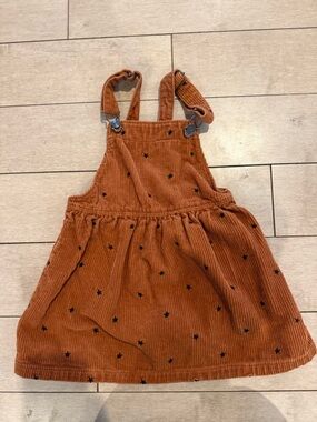 Zara Kids Corduroy Dress Jumper - Brown Star Print